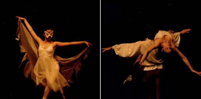Ballet dancer against black background