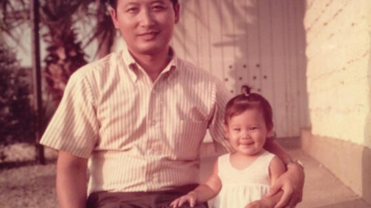 Young child with father